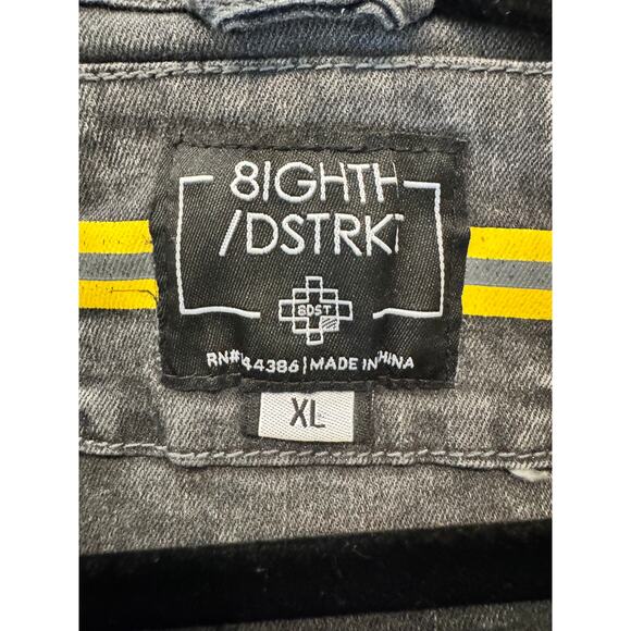 8/GHTH DSTRKT Distressed Black Acid-Wash Denim Jacket- Sz Med - Picture 4 of 7